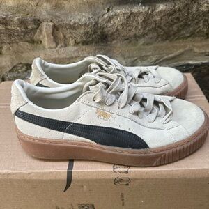 Puma Women's Suede Platform Sneakers - Beige and Black